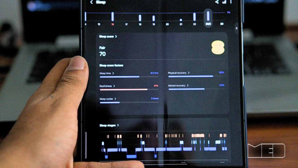sleep tracking in Samsung health app via the galaxy fit